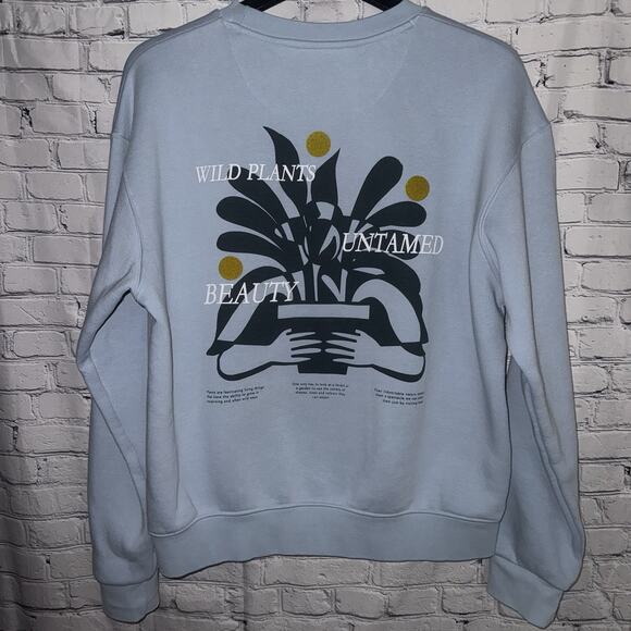 Denim & Flower Men’s Wild Plants Untamed Beauty NWOT Sweatshirt, Lt Blue~SOFT - Picture 7 of 11